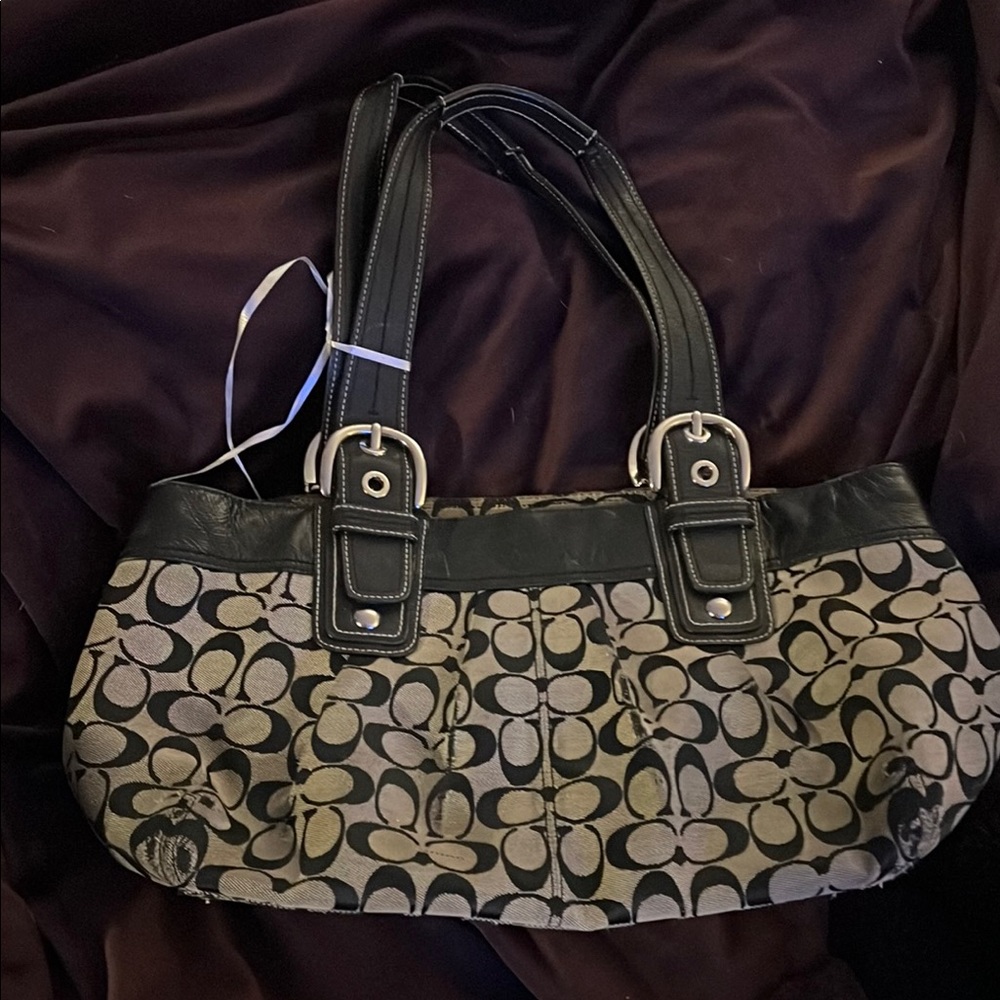 Coach Black and Gray Signature Tote